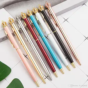 wholesale simple metal ballpoint Pen with crown shape For School Stationery Office Supplies