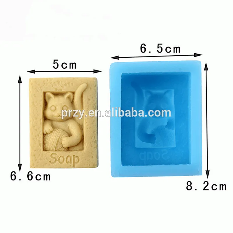 Rectangular cartoon cat silicone soap mold chocolate mold