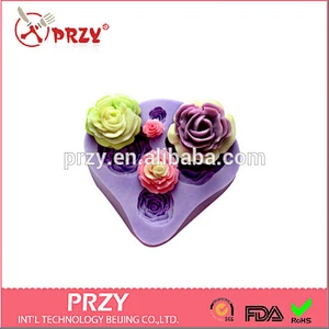 Model F845 silicone fondant molds 4 flowers cake baking mold for sale