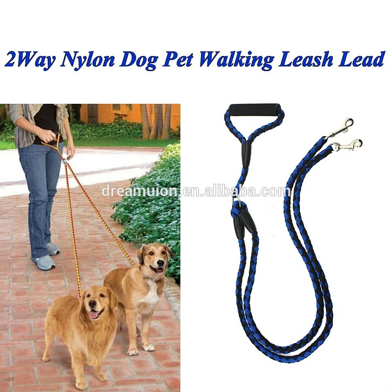 No Tangle Double Multiple Dual Coupler 2Way Nylon Dog Pet Walking Leash Lead Brand New