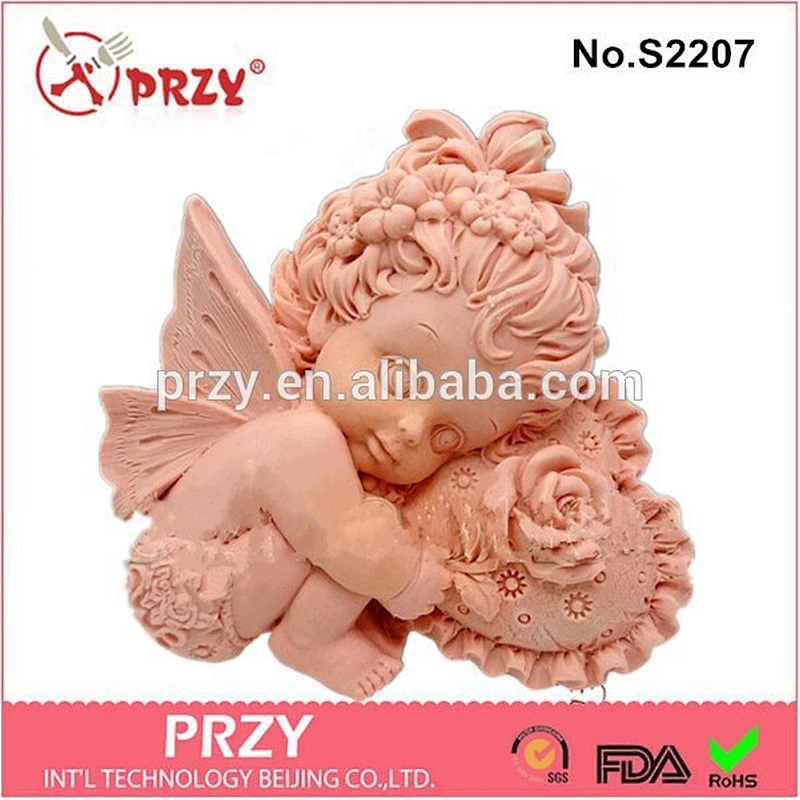 DIY handmade Heart Valentine Angel Girl set2 silicone soap molds for soap making