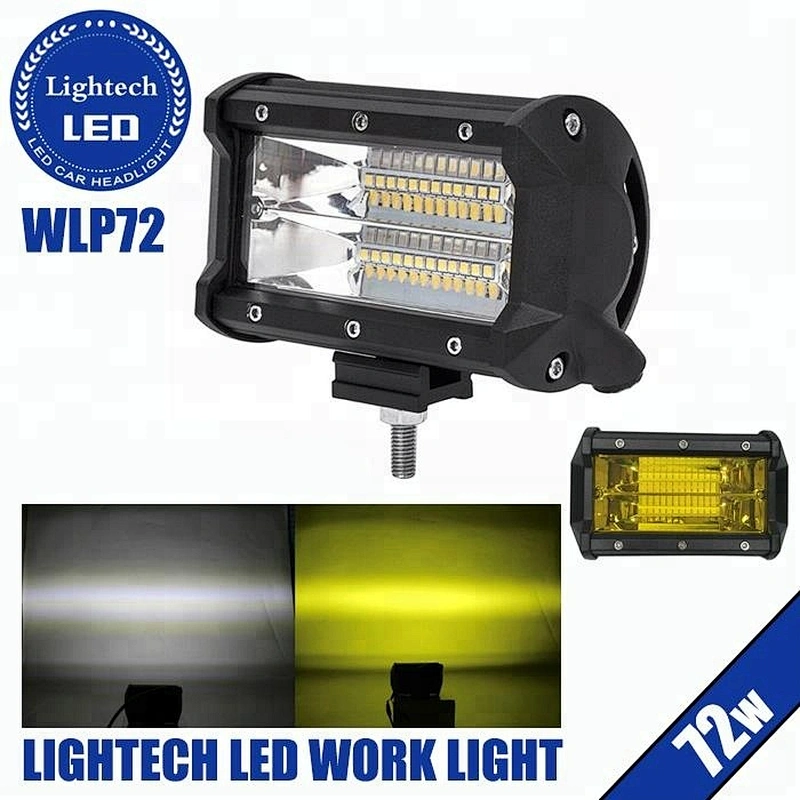 Lightech Wholesale 12v Off-road 5Inch White Amber 72W LED Work Light