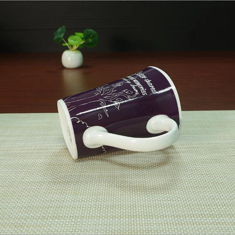 Cheap ceramic cup hot to cold water color-changing mug with handle