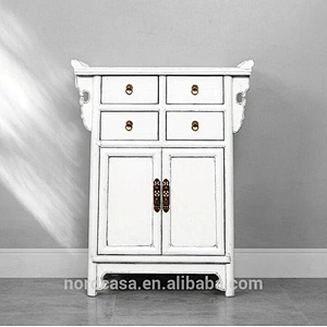 four drawer two door antique style chinese side table