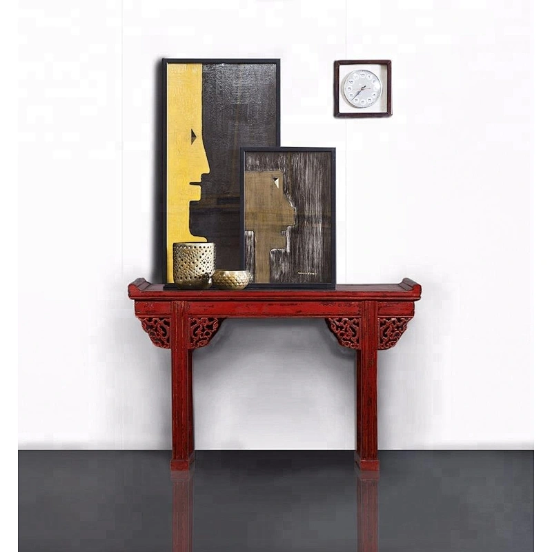 chinese antique solid wood recycled carving hollow altar table
