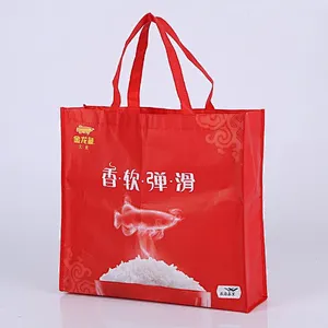 Wholesale red non-woven bag can stand for rice packaging