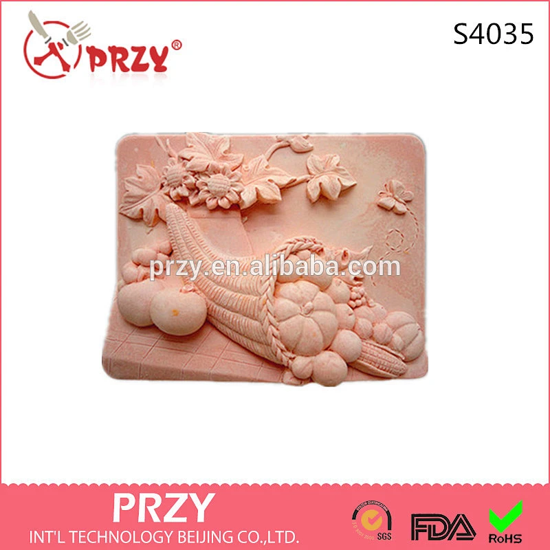 S4035 PRZY 2D Soap Silicone Mold Fall Cornucopia SiliconeSoap Mold Silicone Candle Mold