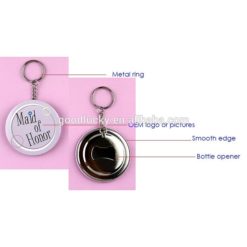 Promotional gift round openers key rings custom printed bottle opener keychain