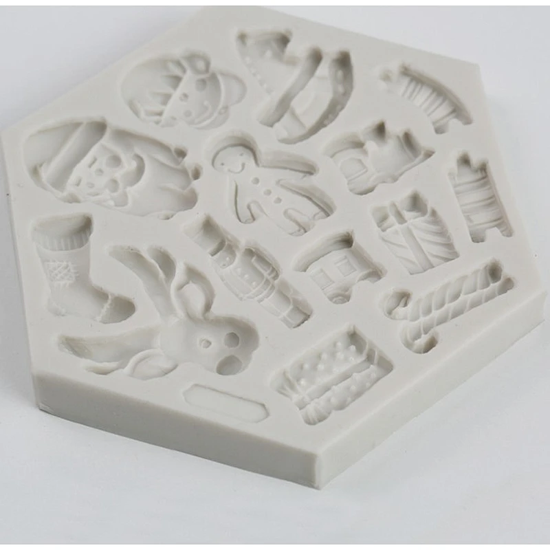 Christmas elk head Santa silicone fondant mold chocolate mold PRZY