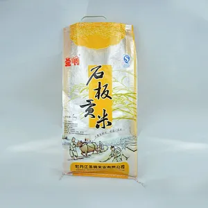 10kgtransparent plastic rice bag with handle for flour, wheat,packaging
