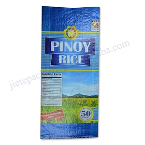 Wholesale plastic pouch bopp laminated pp woven rice bag 50kg
