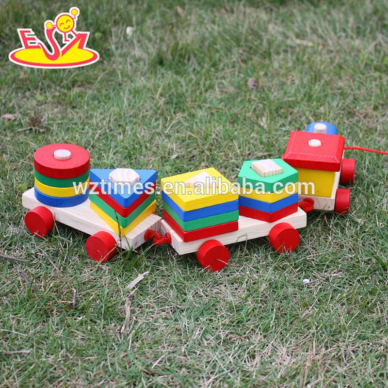 wholesale high quality children wooden pull car toy cheap baby wooden pull car toy W05C034
