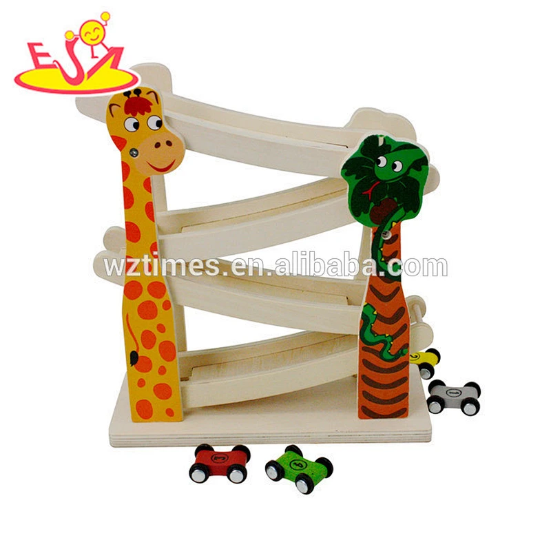 Wholesale interesting mini car game wooden rail slide toy for children W04C039