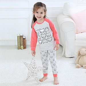wholesale kids clothing Baby pyjama set 100%cotton long sleeve girl sleepwear