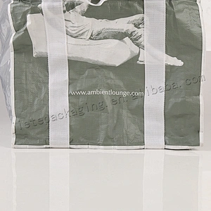 Customzied silver plastic stand up pp woven beer bag for shopping,market,frozen