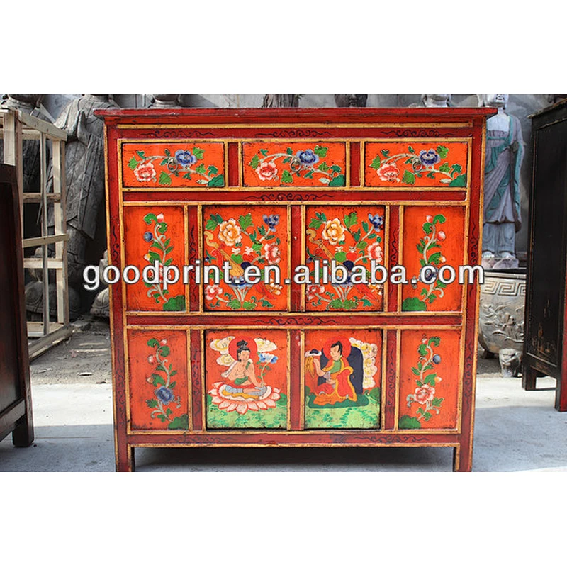 Tibetan furniture in antique cabinet