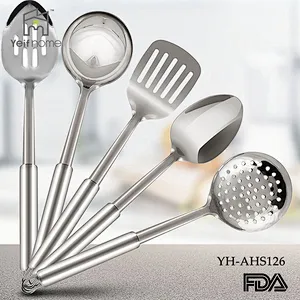 Hot selling factory 5 pieces silicone kitchen utensils cooking set stainless steel kitchen utensils