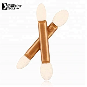 Disposable gold double ended small eyeshadow blender sponge brush set
