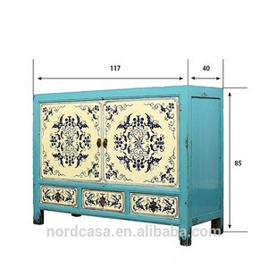 three drawer two door chinese antique style furniture hand painting living room cabinet