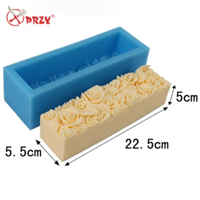 Valentine's Day Rose toast Soap moulds silicone Rectangle Loaf Silicone rose soap Molds