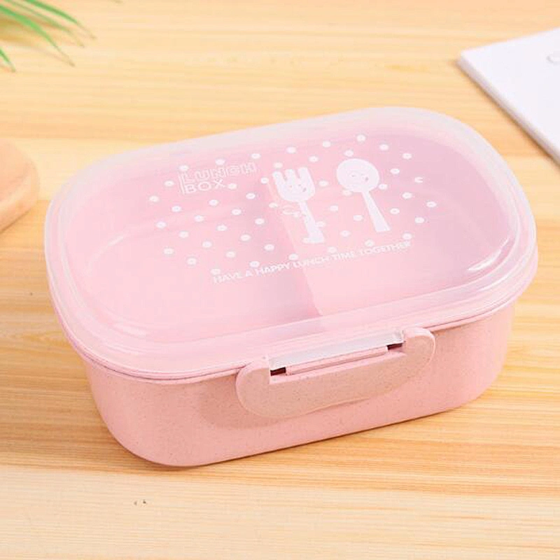 Free Sample Healthy Safe Insulated Leakproof Lunch Box Eco Friendly Wheat Fiber Bento Box Double Layers Plastic Food Container