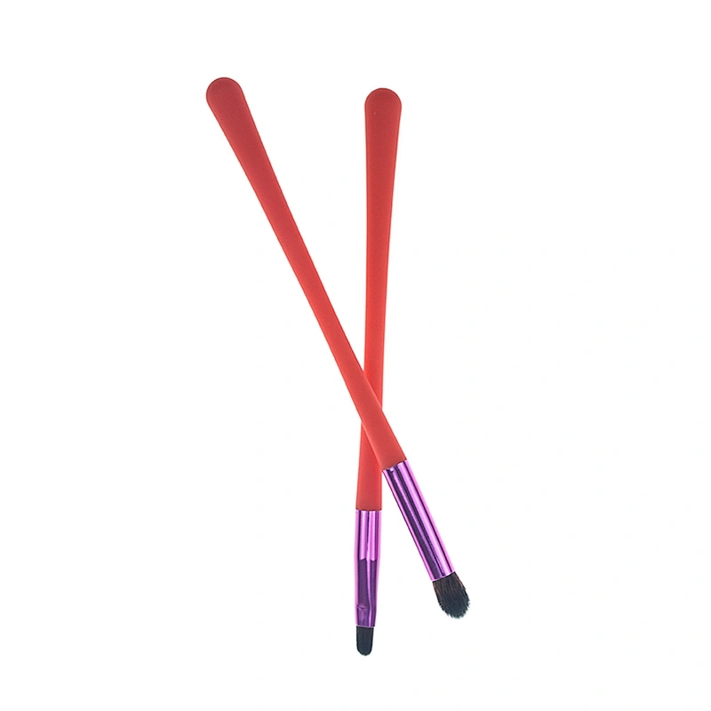 6pc makeup brush set with rubber plastic handle