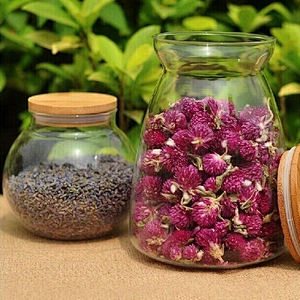 700ML/1L Dry cargo glass seal pot transparent kitchen storage cambered glass bottle