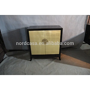 Chinese Antique furniture two door golden antique cabinet black furniture