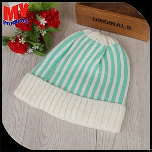 Hot Sale Custom Cute Square Textured Warm Winter Knitted Beanie Hat