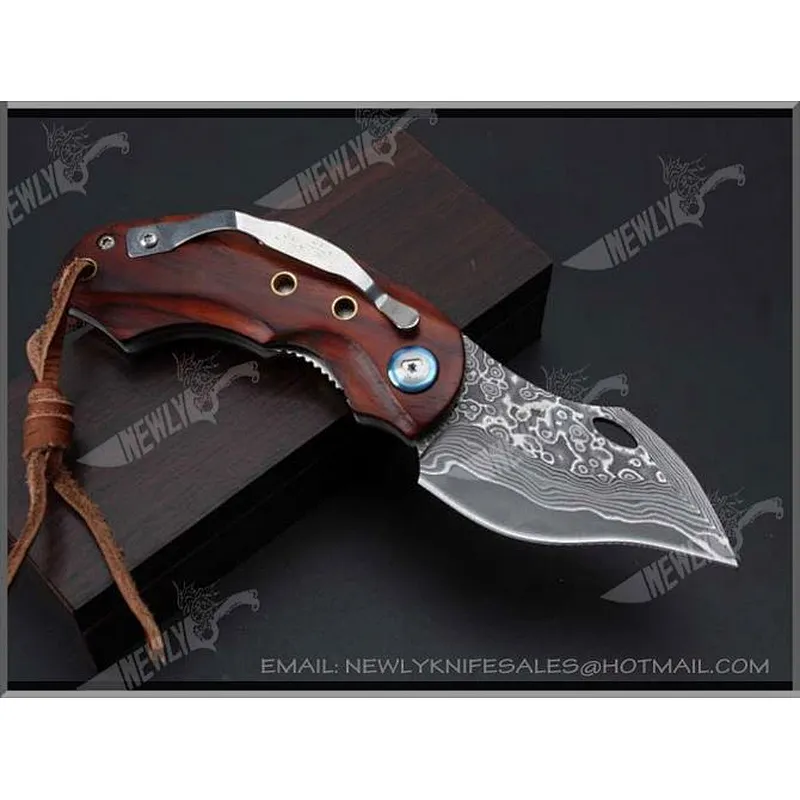 High Quality Stainless Steel Blade Collar Ring Lock Pocket Knife