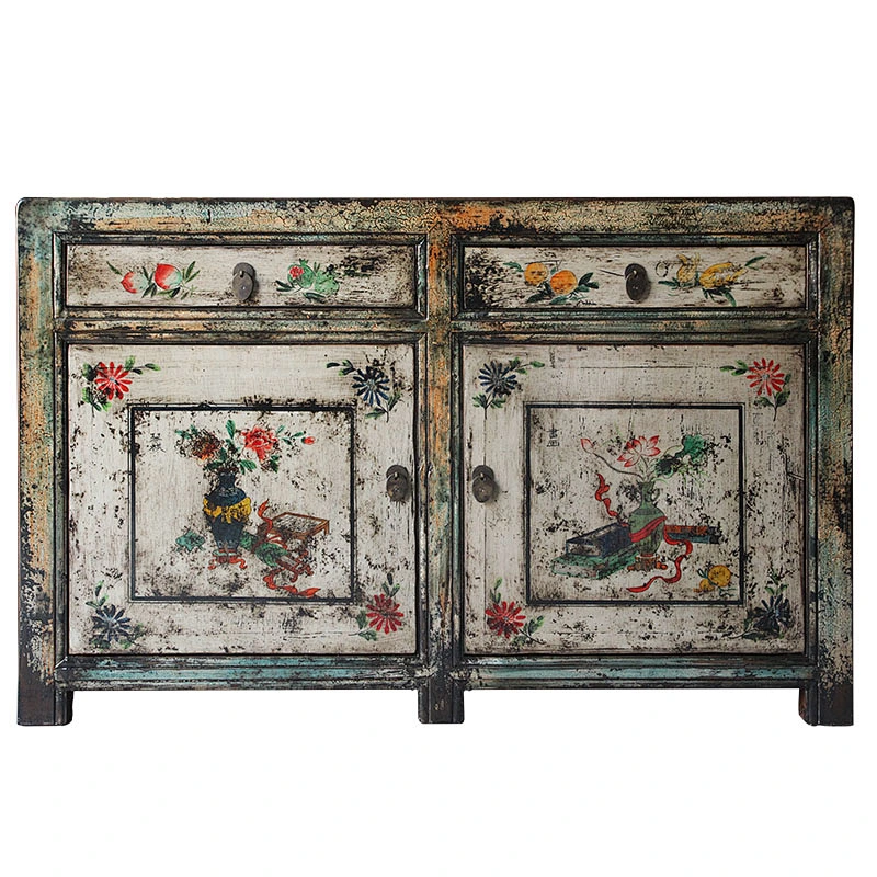 chinese lacquer oriental distressed painted buffet furniture