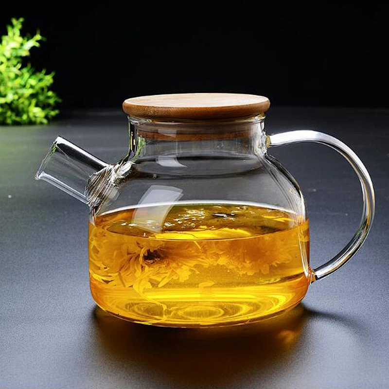 Eco-friendly transparent coffee pot heat resistant glass teapot with bamboo lid