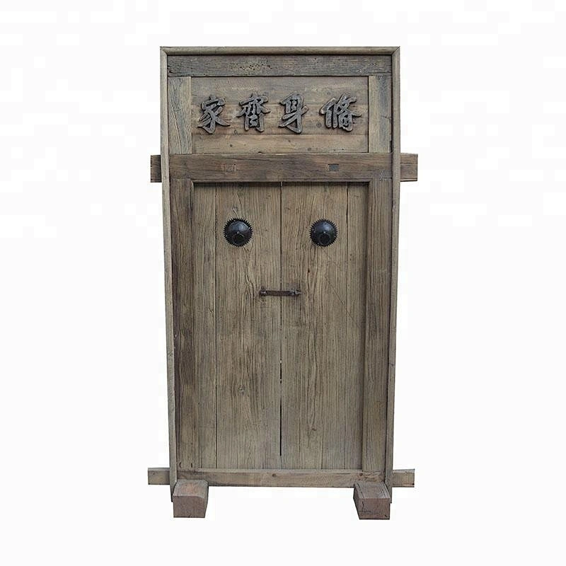 Vintage Antique Shanxi Recycle Old Elm Wood Inlaid Garden Door