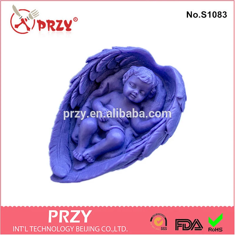 2014 new handmade silicone angel wing candle mold