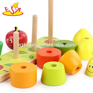 Wholesale promotional gift wooden funny game fruits design stacking blocks for 1 years old baby W13D170