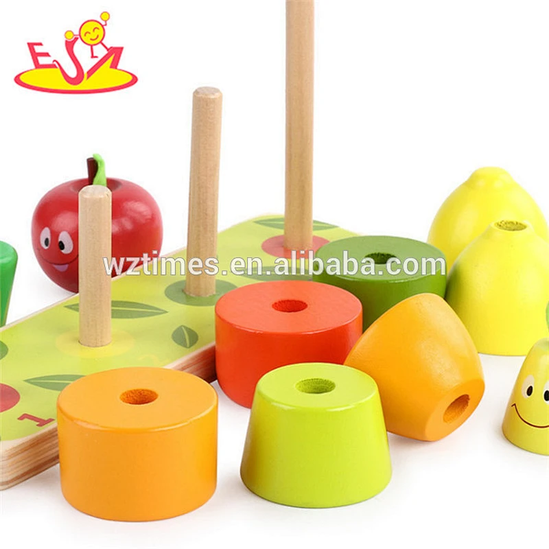 Wholesale promotional gift wooden funny game fruits design stacking blocks for 1 years old baby W13D170