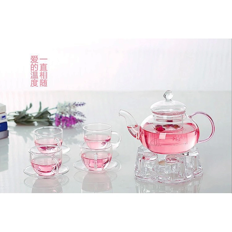 Heat Resistant Glass Drinking Tea Set High Borosilicate Tea Cup Pot Set Customized Logo Gift for Mother's Day