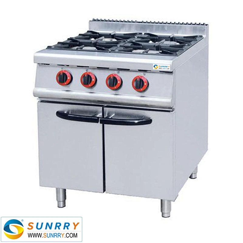 Professional fast food kitchen equipment factory prices of royal cast iron gas cooker with cabinet oven