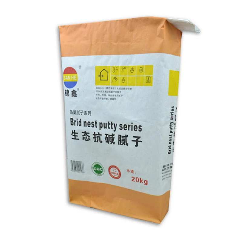 Proper price custom kraft paper bag for putty powder 20 kg