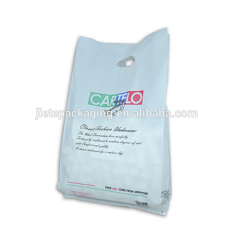 PE clothes bag with die cut handle