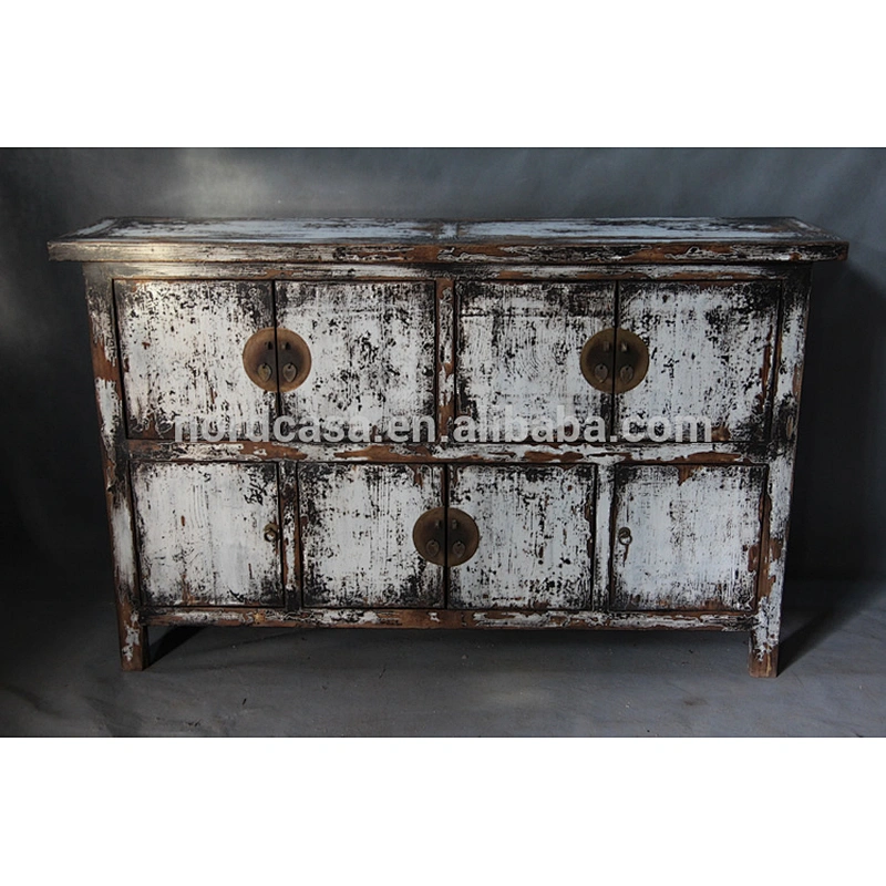 Chinese Antique eight door furniture Recycle wood wite cabinet
