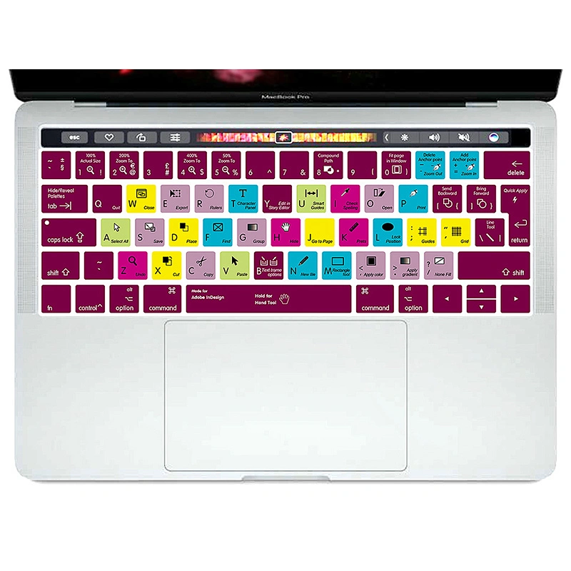 Chinese Wholesaler Waterproof Ado be InDesign TPU Keyboard Covers for macbook air keyboard Shortcuts Skin Touch Bar