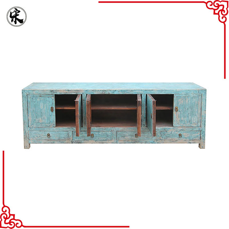 chinese antique reproduction distressed oriental buffet TV console furniture