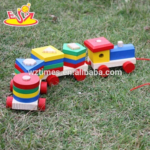 wholesale high quality children wooden pull car toy cheap baby wooden pull car toy W05C034
