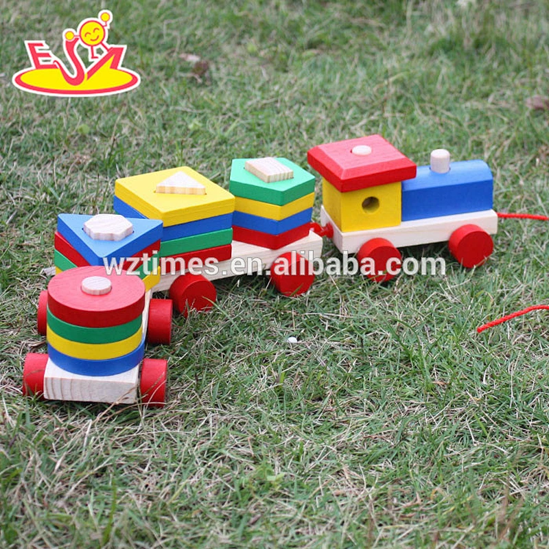 wholesale high quality children wooden pull car toy cheap baby wooden pull car toy W05C034