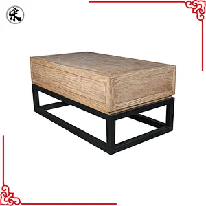 wholesale vintage industrial rustic reclaimed wood furniture, iron leg coffee table