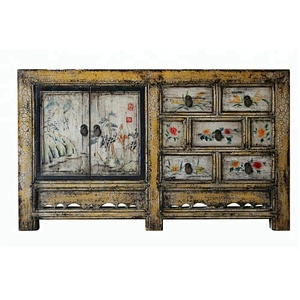 beijing chinese antique reproduction distressed painted storage furniture