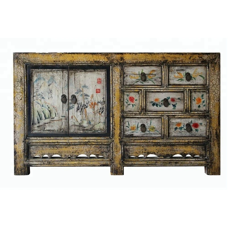 beijing chinese antique reproduction distressed painted storage furniture