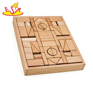 2019 Top sale 55 pieces wooden children building blocks for wholesale W13A176