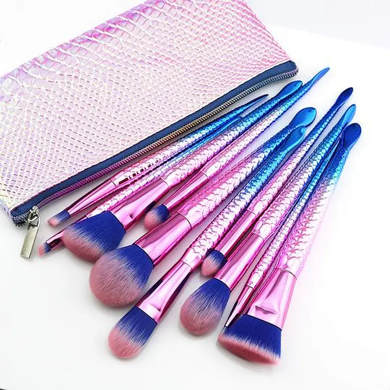 10PCS Mermaid Makeup Brushes Set With Case